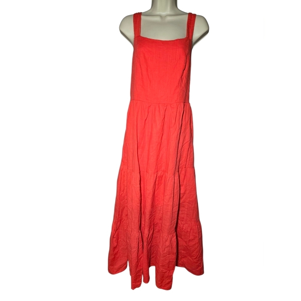 Orange Sleeveless Tiered Maxi Dress, Medium